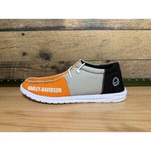 Harley-Davidson x Hey Dude Women's 10.5 Or Men’s 8.5 Slip-On Shoes Orange Black